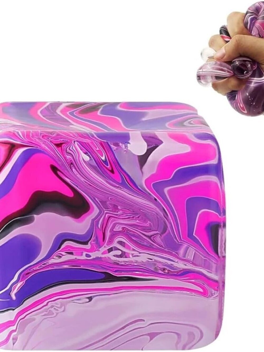 Squeeze Stress Cube Fidget Toy Squish Sugar Ball Sensory Relief Anxiety (Purple)